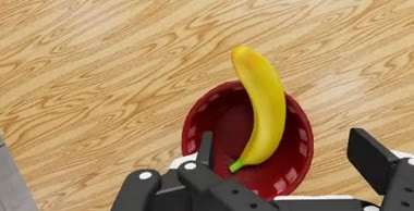 Robot B's wrist camera: gripper open, banana in the bowl